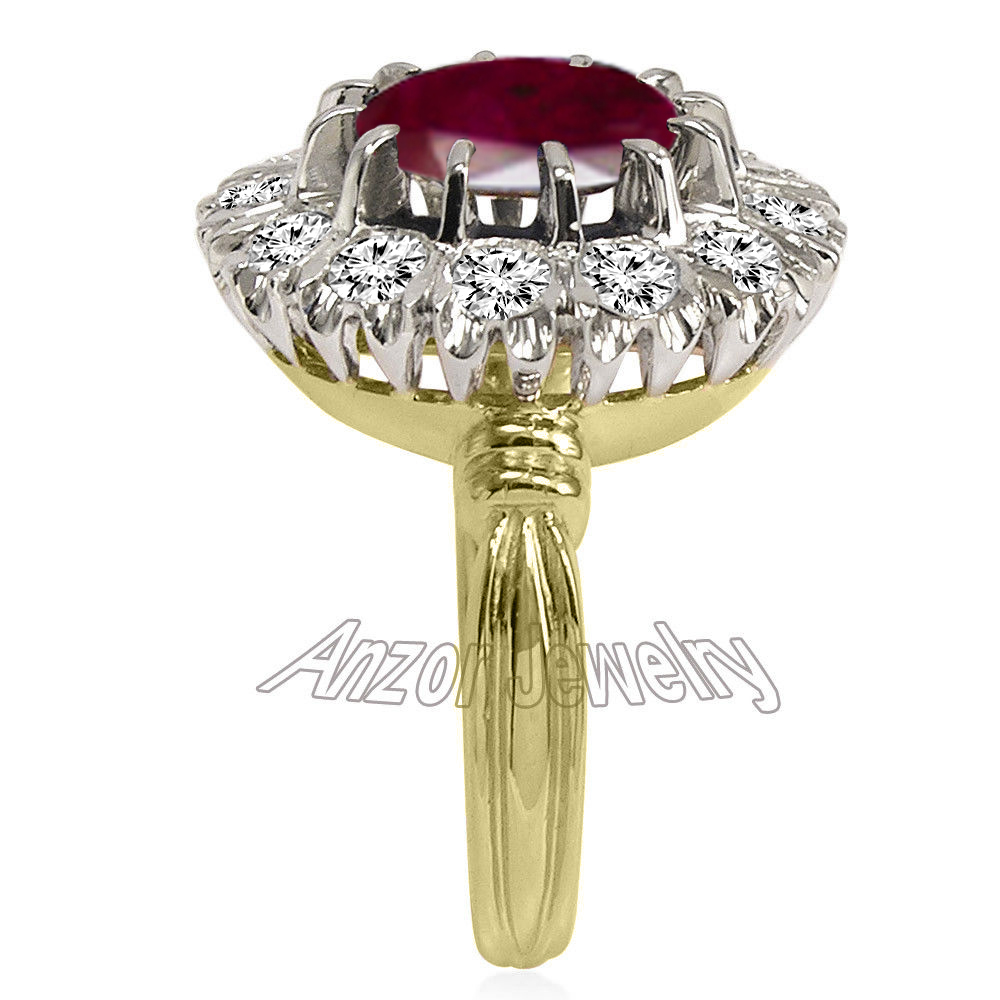 Russian Style Ruby Diamond Ring 18K gold