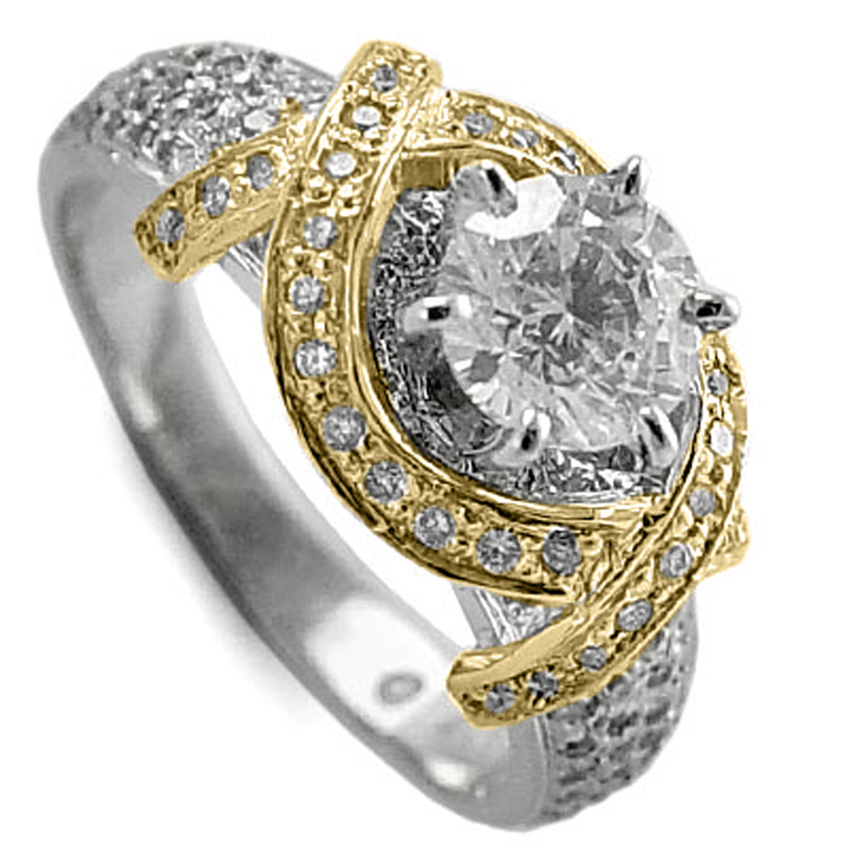 Diamond engagement Ring 14k Two Tone Gold