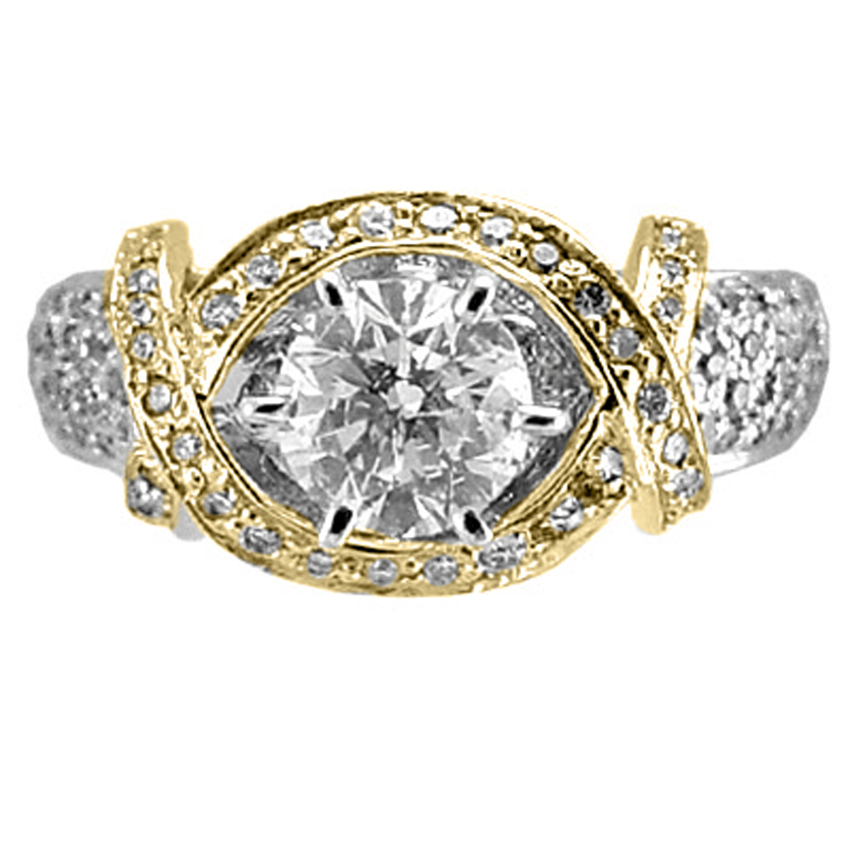 Diamond engagement Ring 14k Two Tone Gold