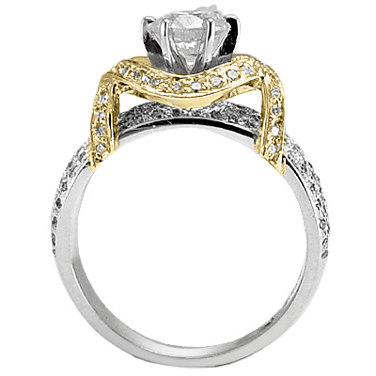 Diamond engagement Ring 14k Two Tone Gold