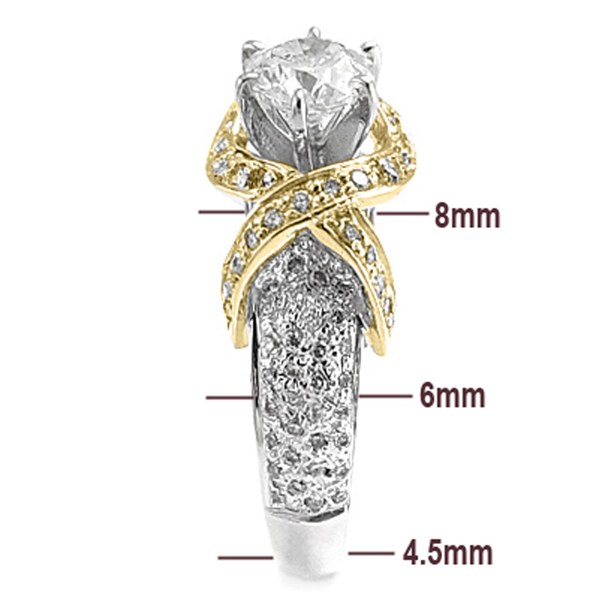 Diamond engagement Ring 14k Two Tone Gold