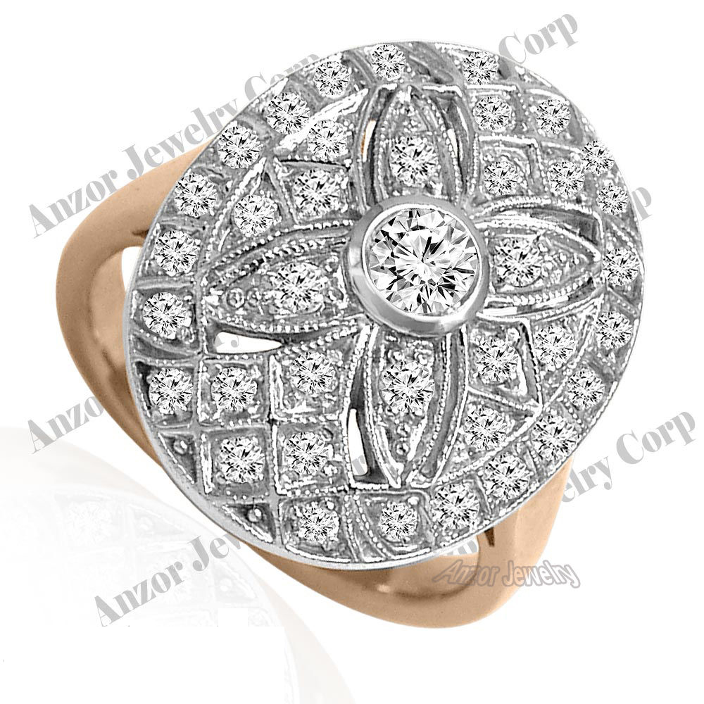 Russian style Diamond Ring 18k Rose & White Gold