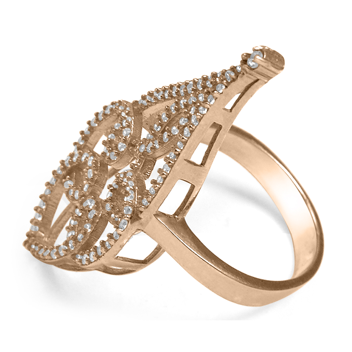 Decorative Russian Style Diamond Gold Ring 585