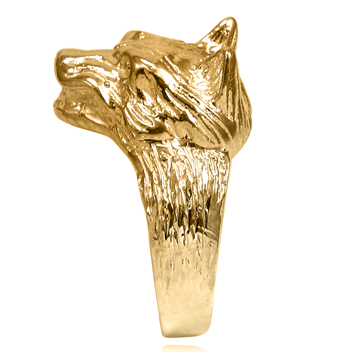 Men's heavy Wolf Ring in 14k yellow gold