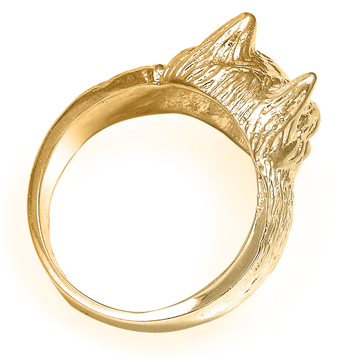 Men's heavy Wolf Ring in 14k yellow gold