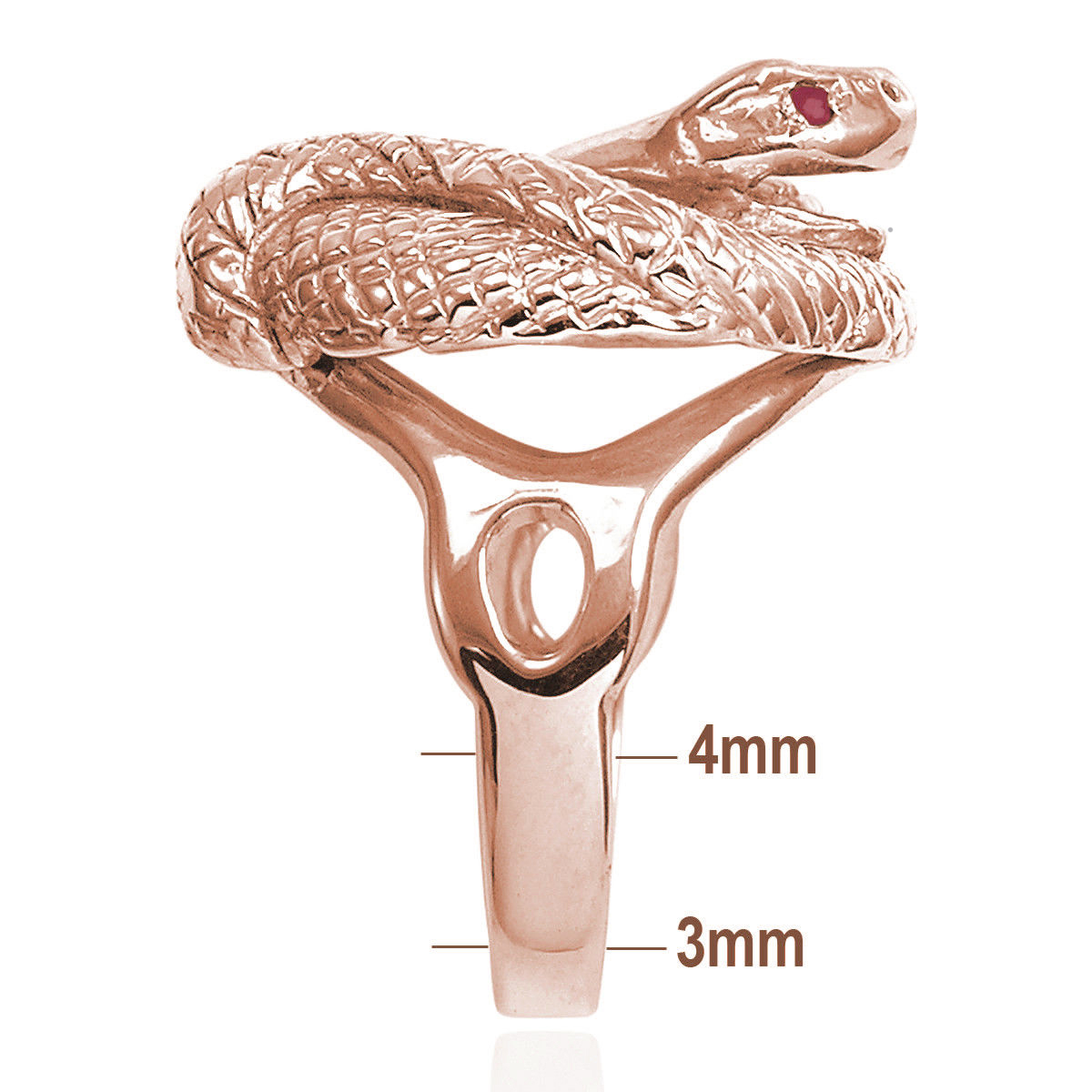 14k Twisted Serpent Ruby Men's Ring