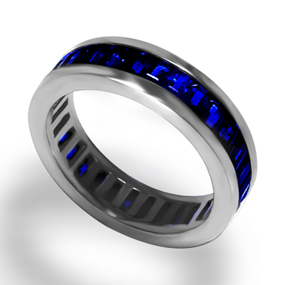 18k White Gold Channel set Blue Sapphire Eternity