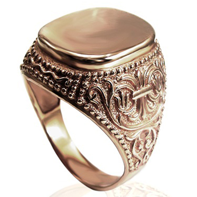 Men's 14k Rose Gold Signet Engravable Ring