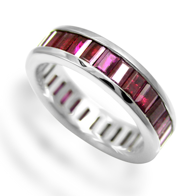 950 Platinum Channel set Ruby  Eternity