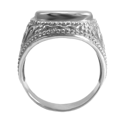 Men's 14k White Gold Signet Engravable Ring