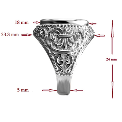 Men's 14k White Gold Signet Engravable Ring