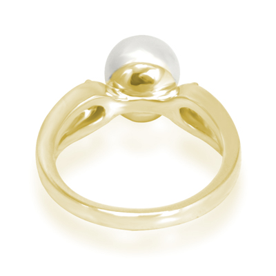 South Sea Cultured Pearl Split Shank Diamond Ring