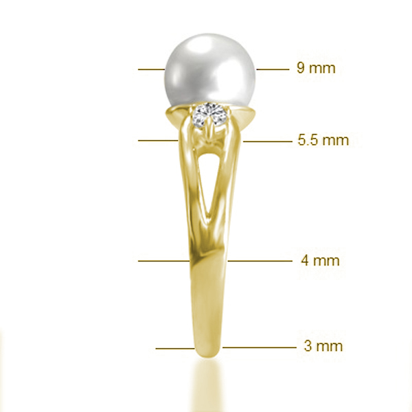 South Sea Cultured Pearl Split Shank Diamond Ring