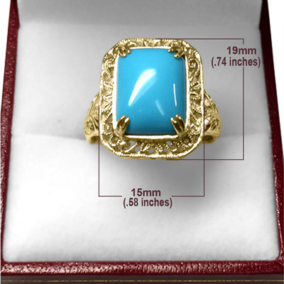 14k Solid Yellow Gold Turquoise Ring