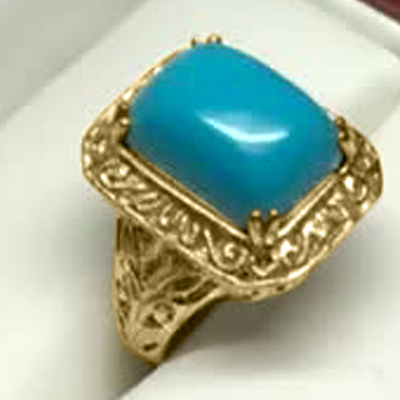 14k Solid Yellow Gold Turquoise Ring