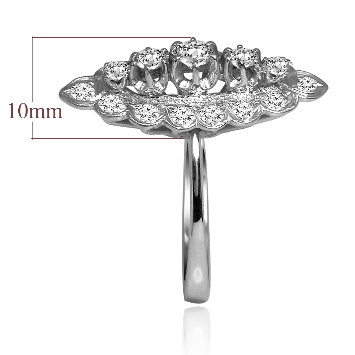 14K White Gold Diamond Russian style Ring