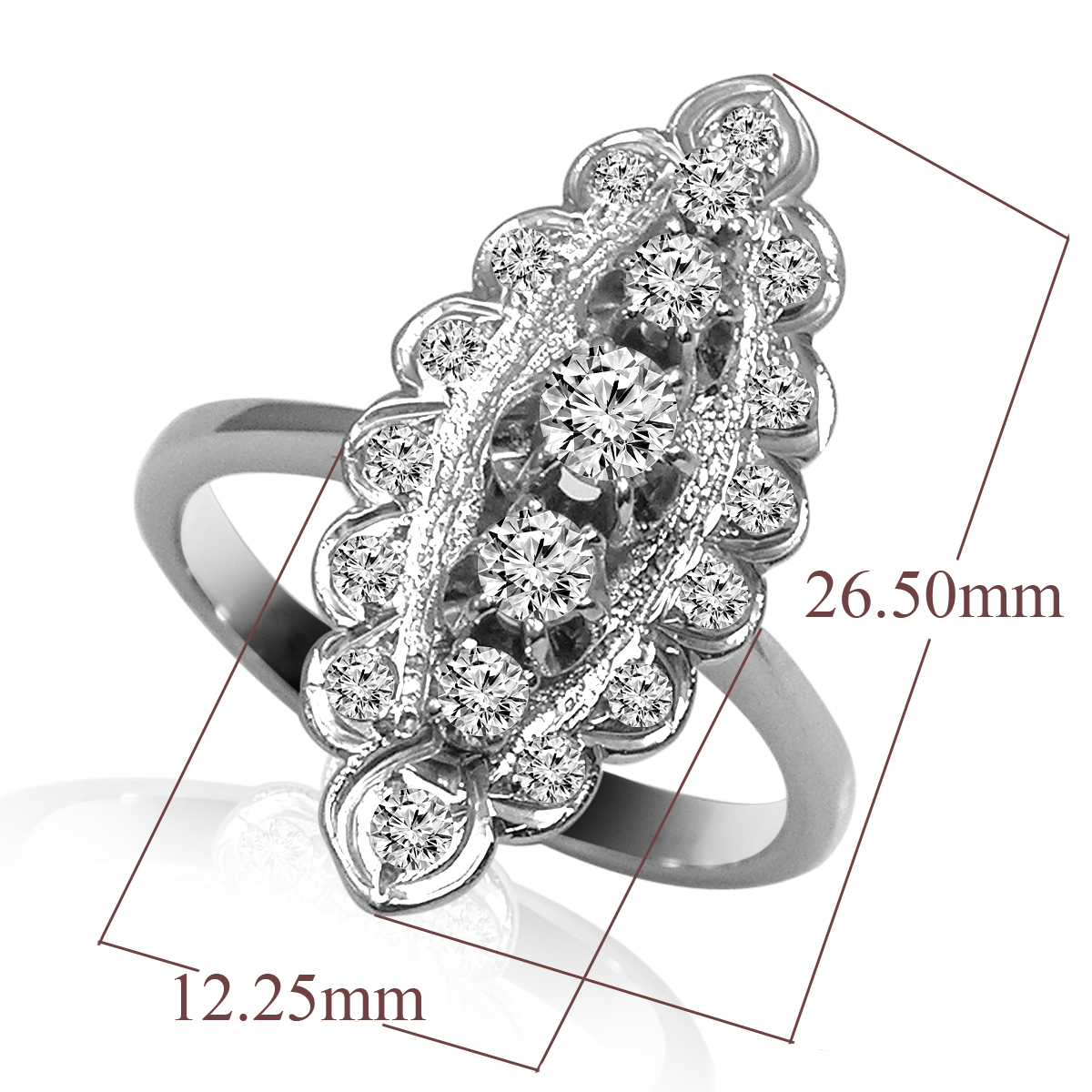 14K White Gold Diamond Russian style Ring