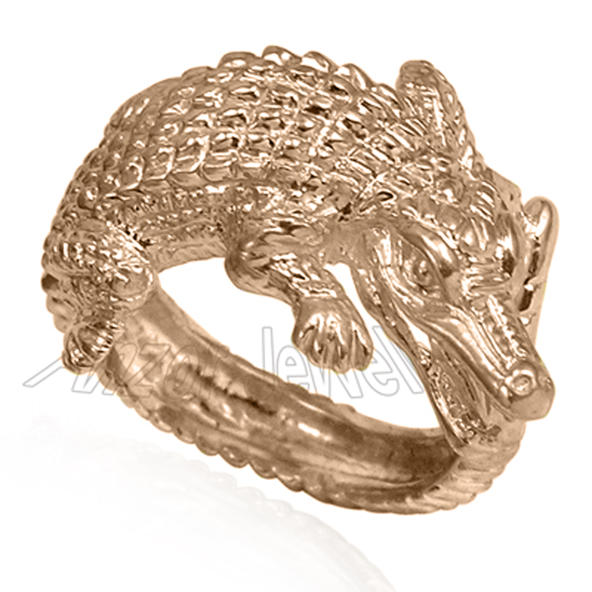 14k Rose Gold Crocodile Ring Men's Ring