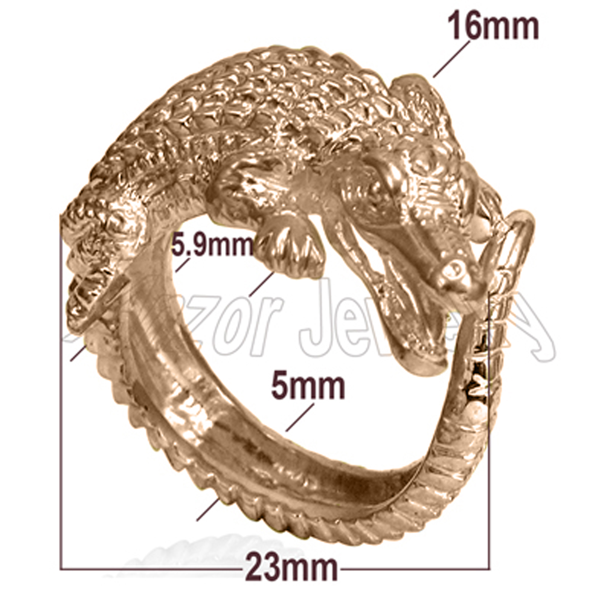 14k Rose Gold Crocodile Ring Men's Ring