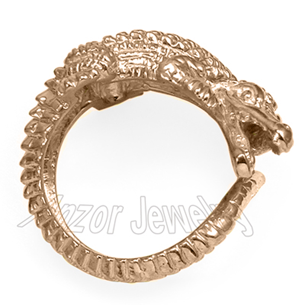 14k Rose Gold Crocodile Ring Men's Ring