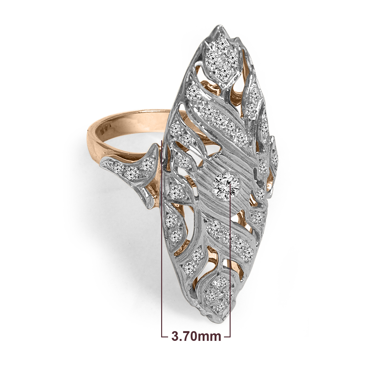 Russian style 14k Rose White Gold Diamond Ring NO