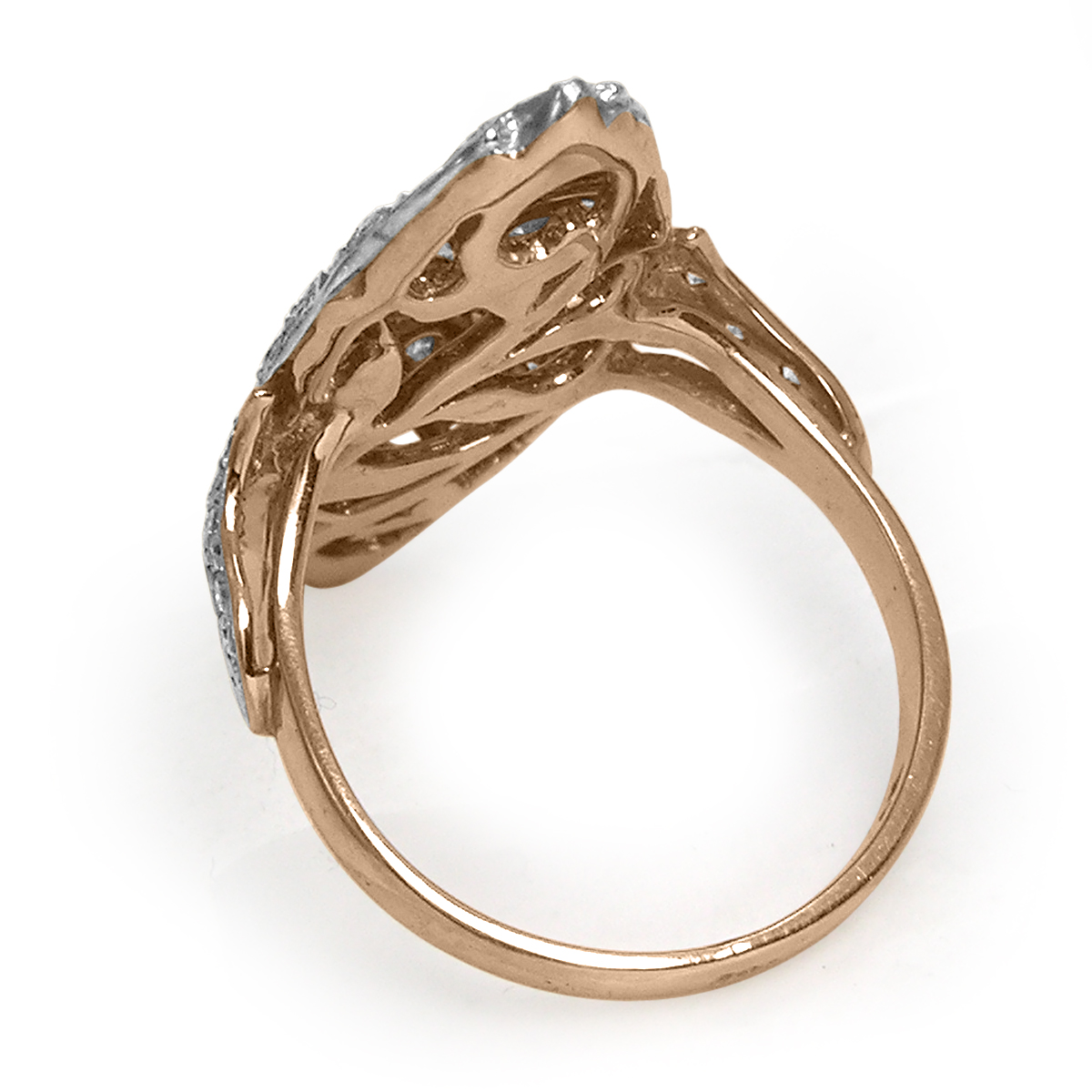 Russian Style 14k Rose & White Gold Diamond Ring