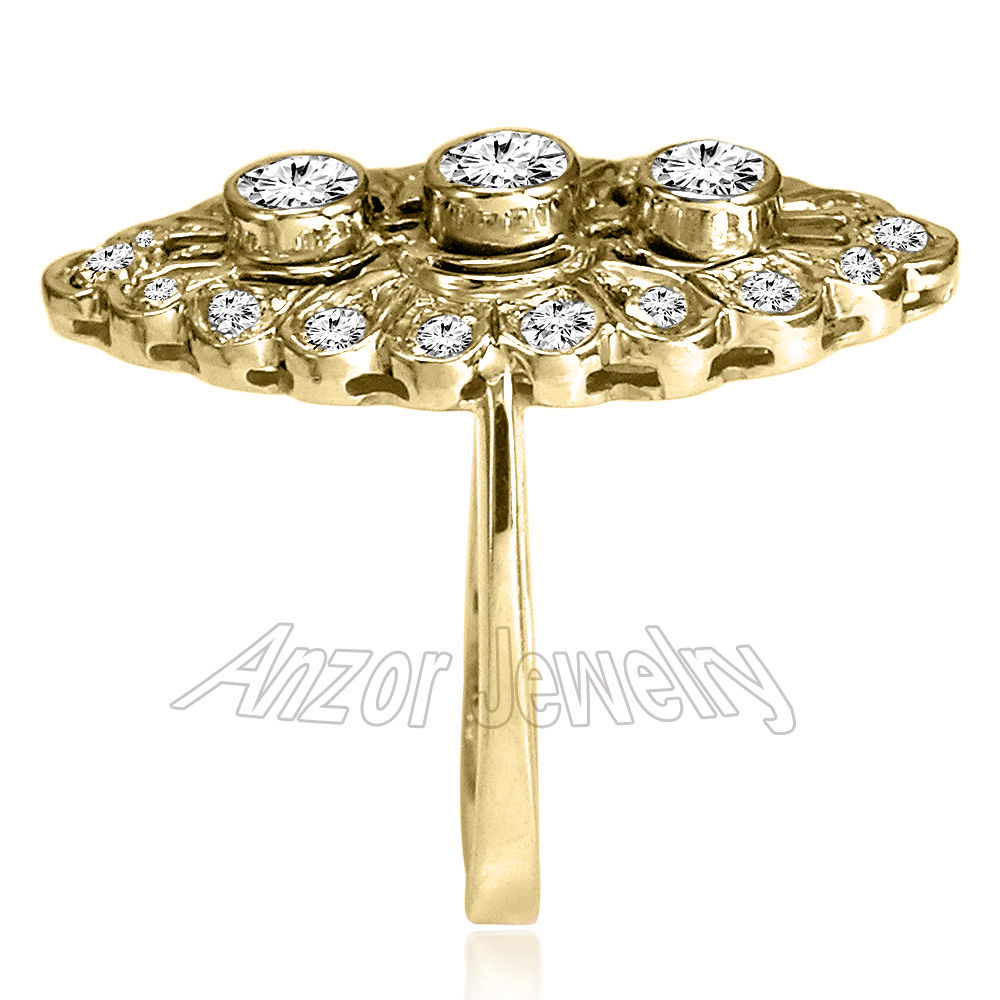 Russian Style 14k Yellow Gold Diamond Ring
