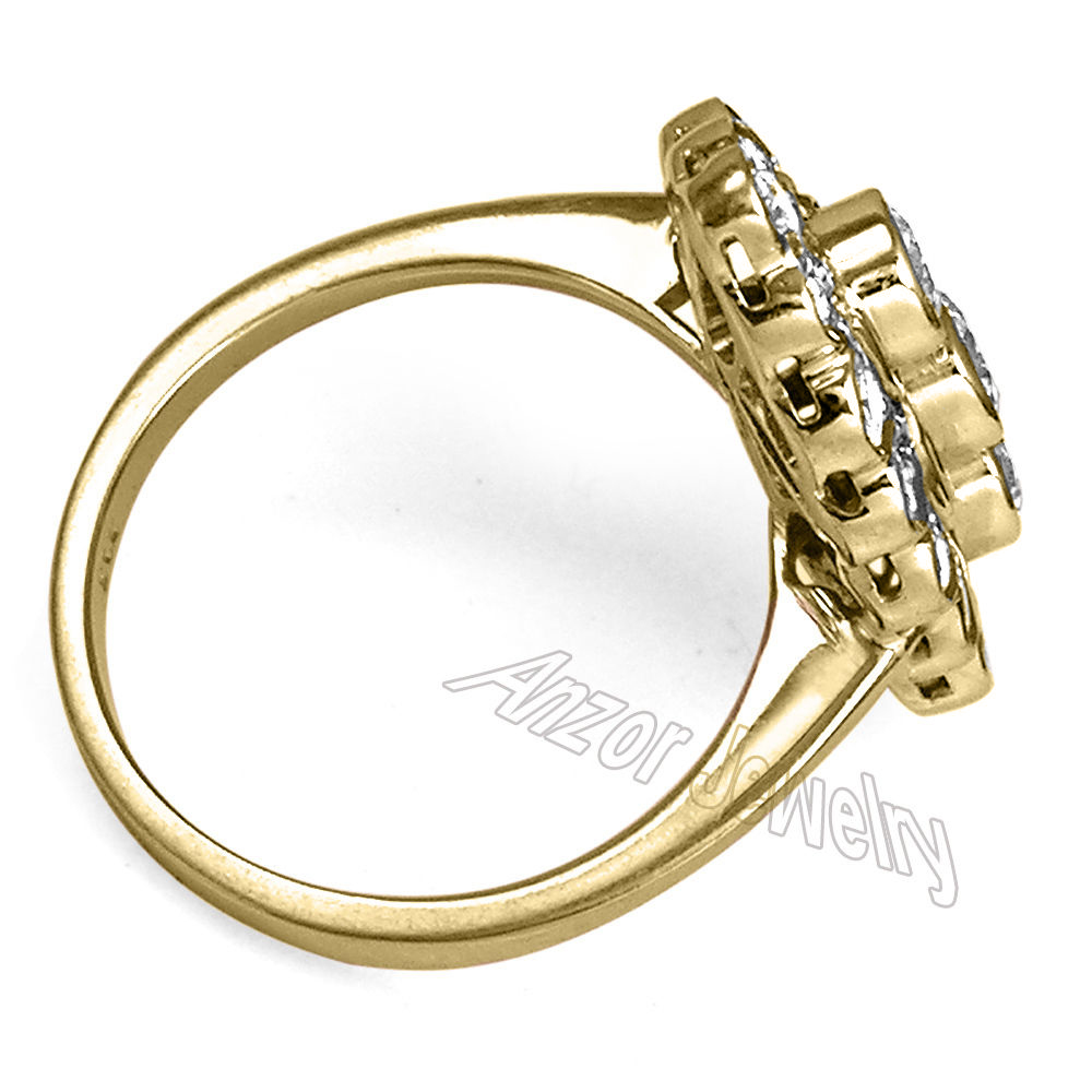 Russian Style 14k Yellow Gold Diamond Ring