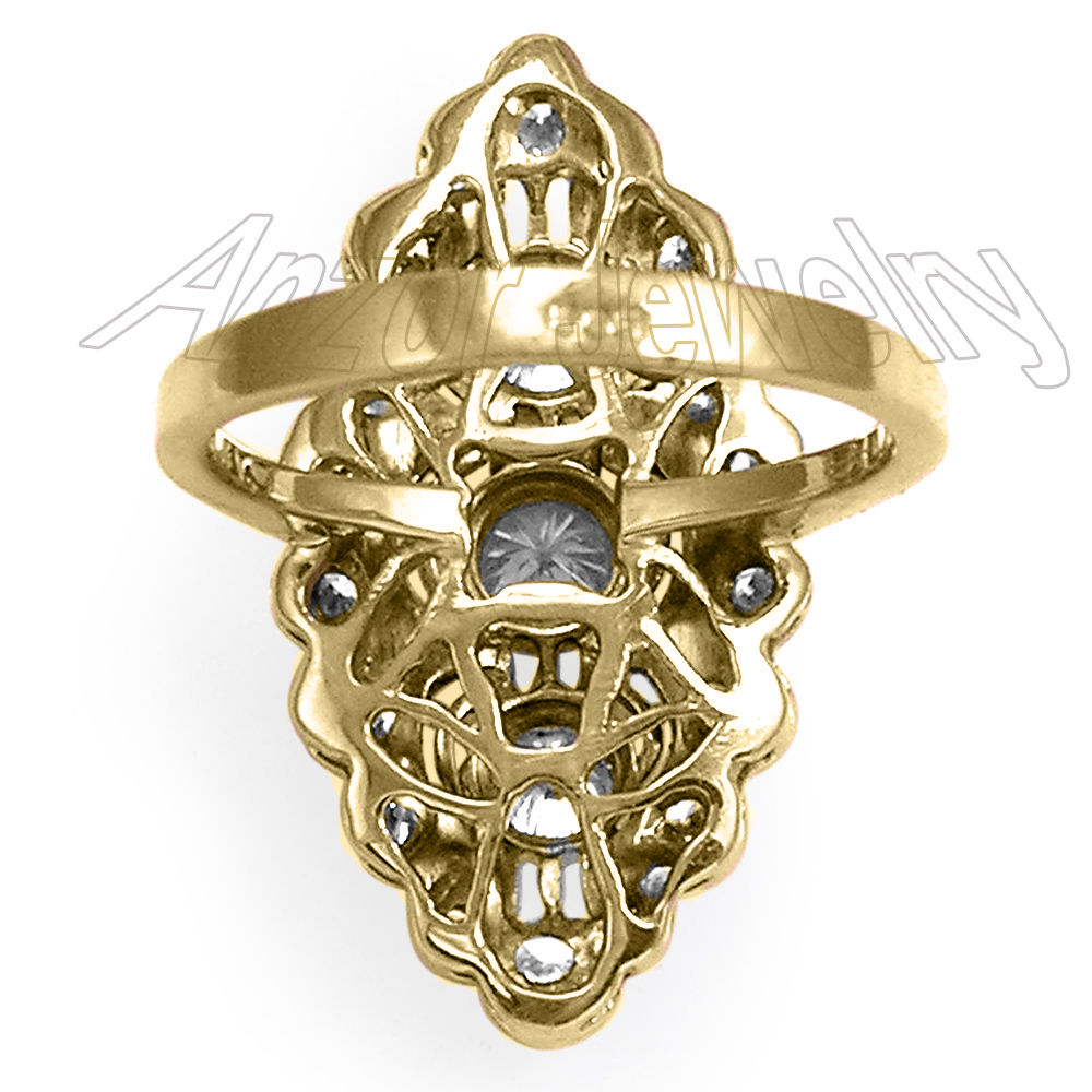 Russian Style 14k Yellow Gold Diamond Ring