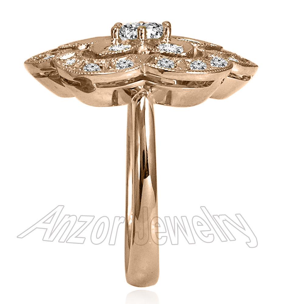 14K Rose Gold Diamond Russian Style Ring