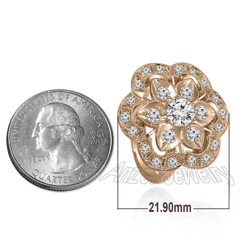 14K Rose Gold Diamond Russian Style Ring