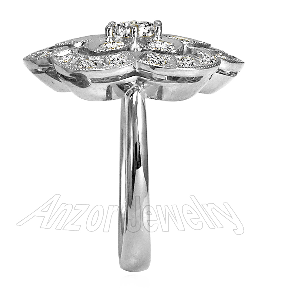 14K White Gold Diamond Russian Style Ring