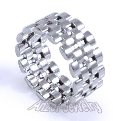 Panther Link Band Men's Ring in Silver