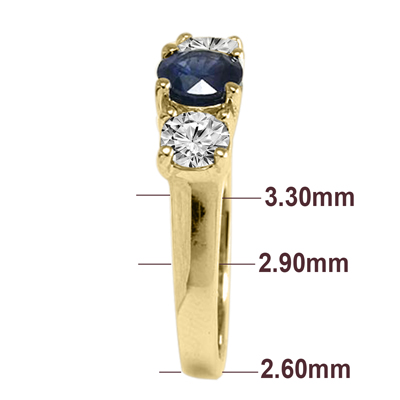 Sapphire Diamond Three Stone Ring 14k Gold