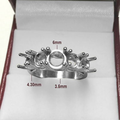 14k Solid White Gold Five Stone Band Setting Ring
