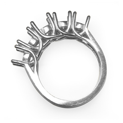 14k Solid White Gold Five Stone Band Setting Ring
