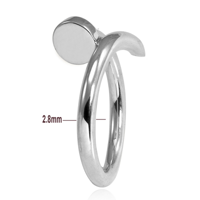 14k white Gold Swirl Nail Ring 2.80 mm width