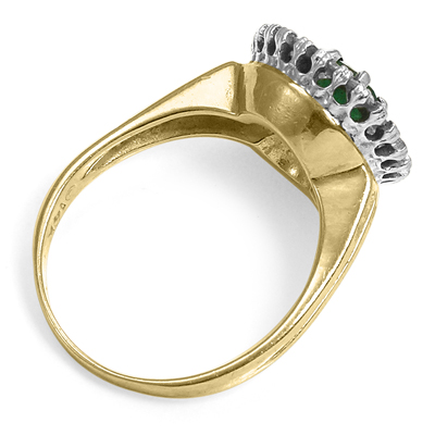 Russian Style Diamond & Emerald Ring in 14K Gold