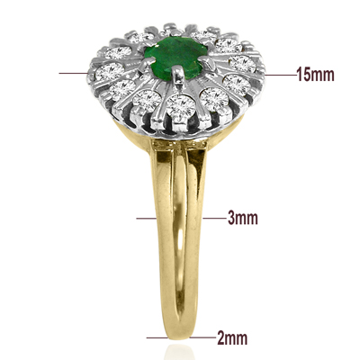 Russian Style Diamond & Emerald Ring in 14K Gold