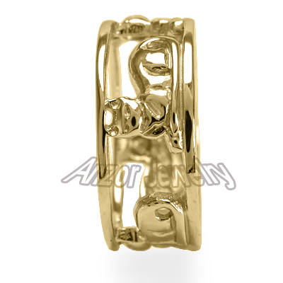 14k Gold Siamese Cat Ring