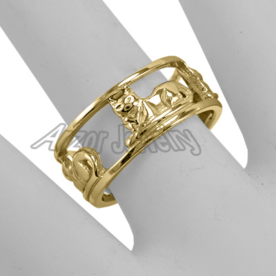 14k Gold Siamese Cat Ring