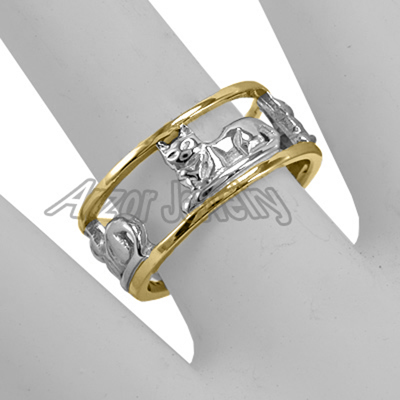 14k Gold Siamese Cat Ring for lady