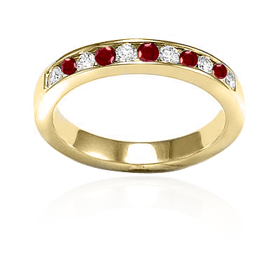 14k Gold Diamond & Ruby Wedding Band Ring