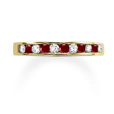 14k Gold Diamond & Ruby Wedding Band Ring