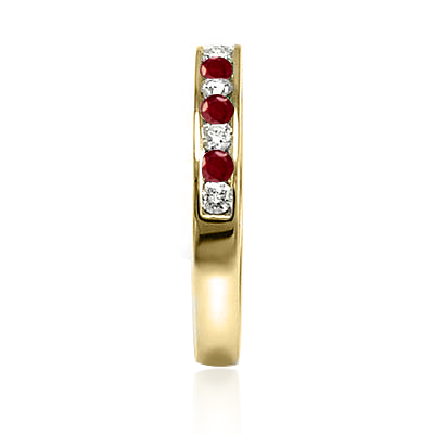 14k Gold Diamond & Ruby Wedding Band Ring
