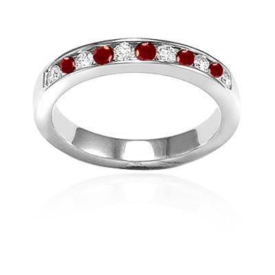 14k Gold Diamond & Ruby Wedding Band Ring