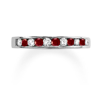 14k Gold Diamond & Ruby Wedding Band Ring