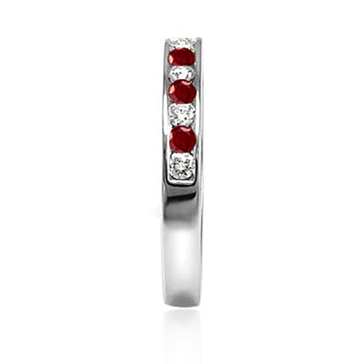 14k Gold Diamond & Ruby Wedding Band Ring