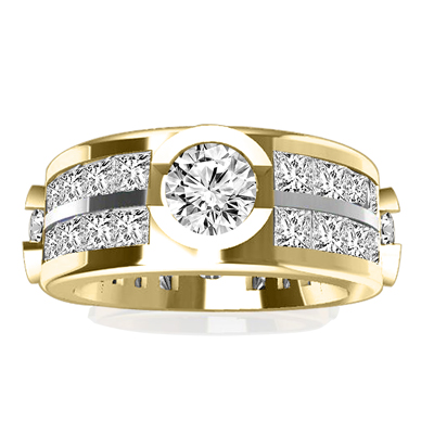 18k Gold Half Bezel Genuine Diamond Ring