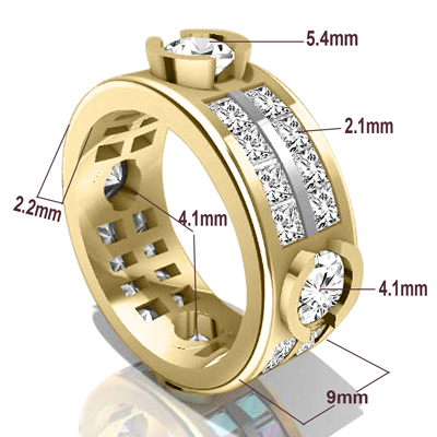18k Gold Half Bezel Genuine Diamond Ring
